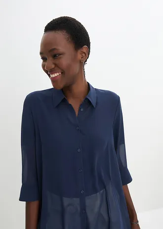 Šifonová halenka s volány • tmavě modrá • bonprix obchod