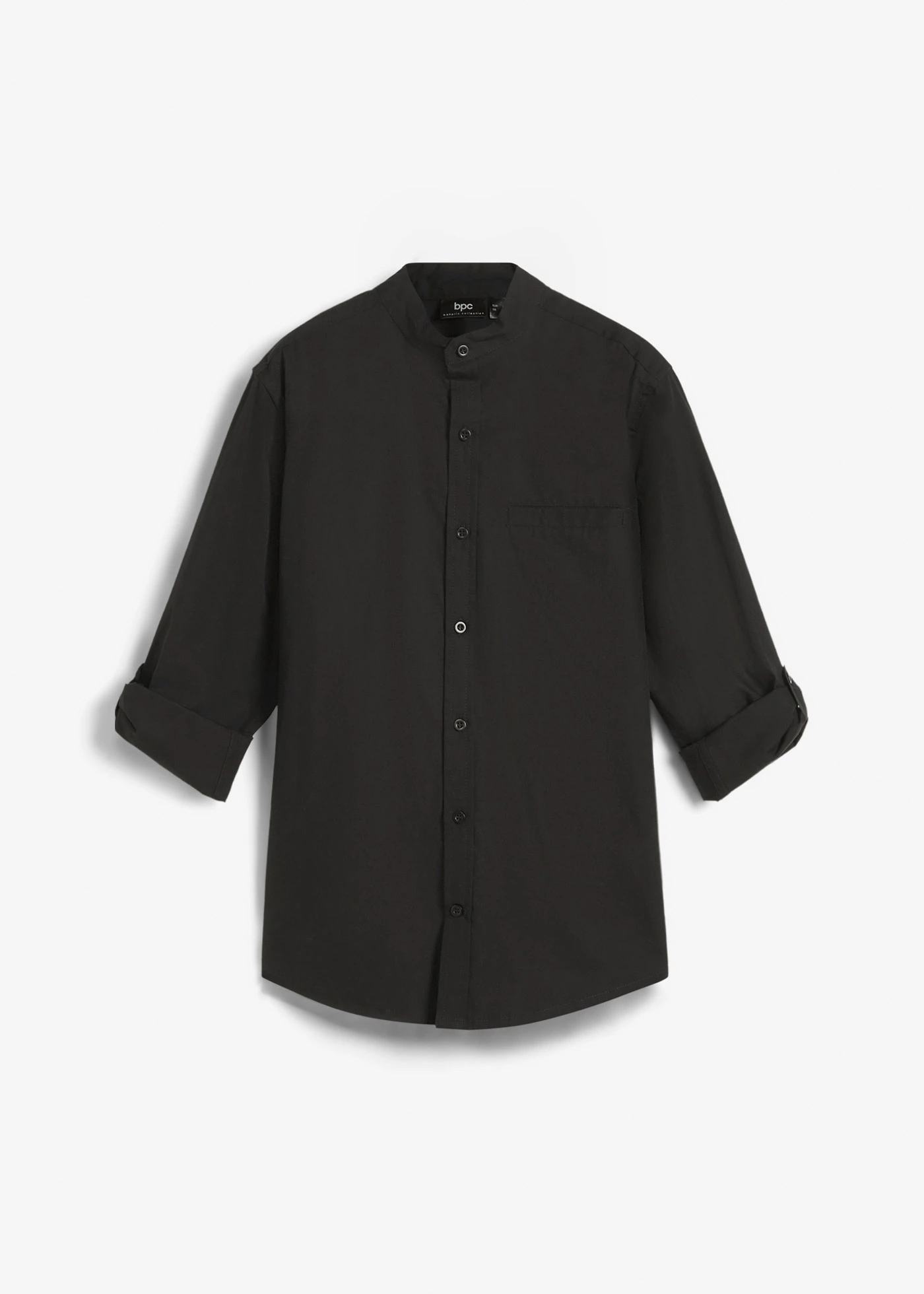 Chemise avec manches à retrousser, 100% coton • noir • Boutique bonprix