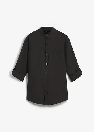 Chemise avec manches à retrousser, 100% coton • noir • Boutique bonprix