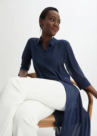 Šifonová halenka s volány • tmavě modrá • bonprix obchod