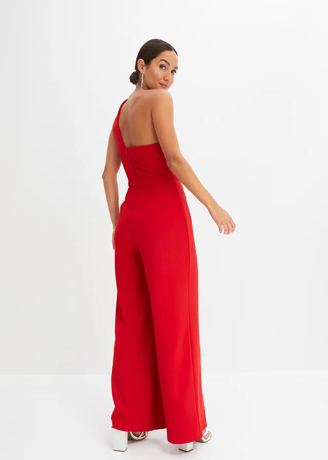 Combinaison en crêpe texturé, Couleur: rouge