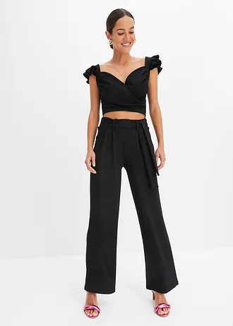 Top et pantalon (ens. 2 pces), Couleur: noir