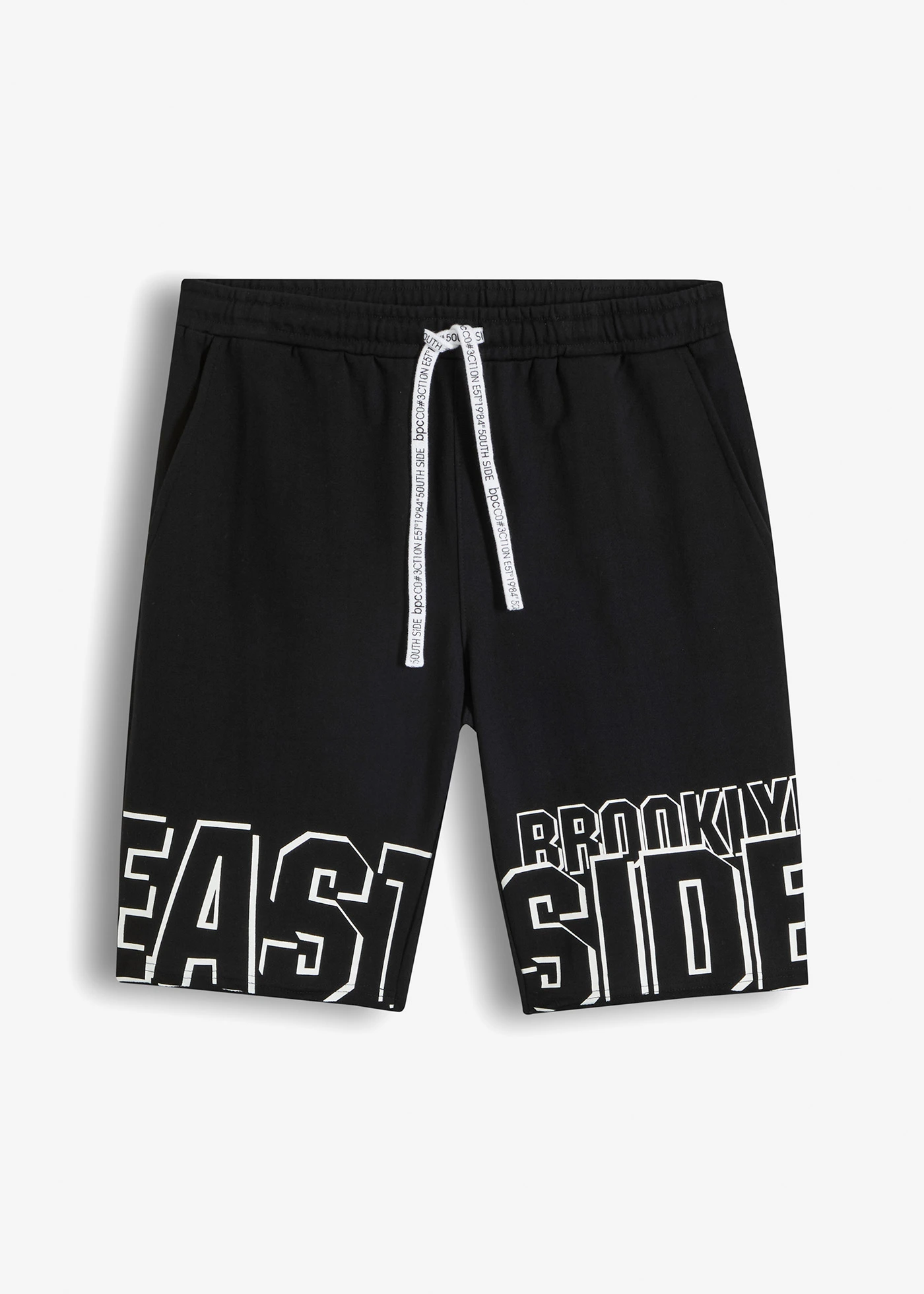 Bermudy dresowe z czystej bawełny organicznej • czarny z nadrukiem • sklep bonprix