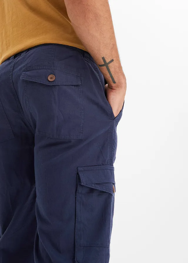 Lange cargo bermuda van een luchtige linnenmix, regular fit • donkerblauw • product-page.page-title-suffix