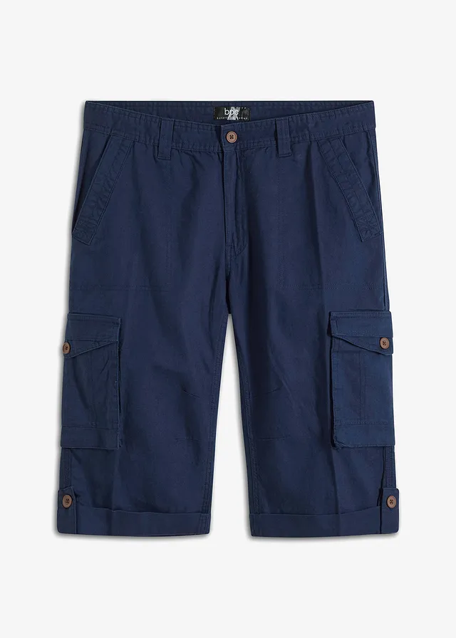 Bermuda cargo lungi din amestec aerisit de in, Regular Fit