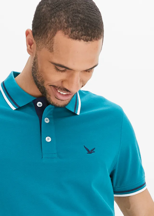 Piqué-poloshirt van puur katoen, korte mouwen (set van 2) • kobaltturkoois+donkerblauw • product-page.page-title-suffix