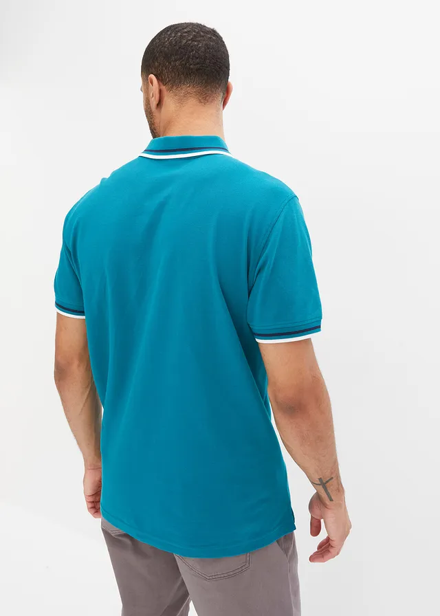 Piqué-poloshirt van puur katoen, korte mouwen (set van 2) • kobaltturkoois+donkerblauw • product-page.page-title-suffix