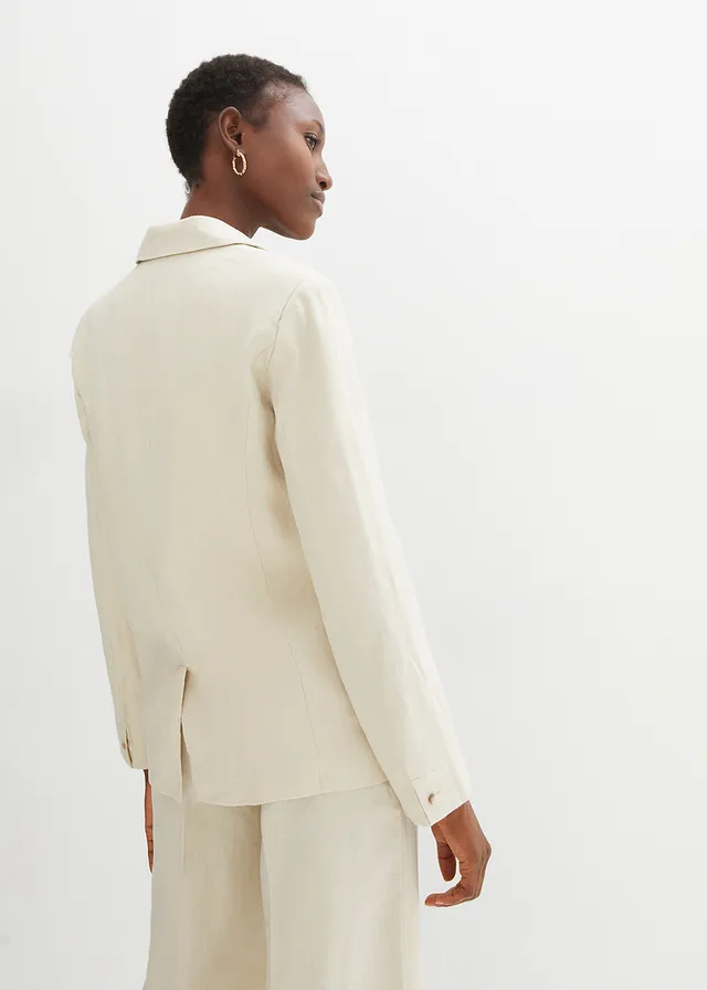 Blazer 100 % lin, Couleur: sable clair