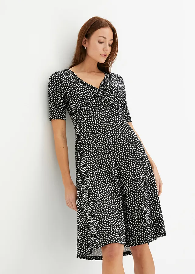 Robe drapée en jersey viscose doux • noir/blanc graphique • product-page.page-title-suffix