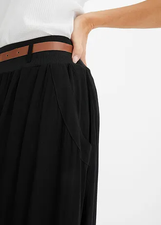 Fustă maxi cu curea (set/ 2 piese) • negru • magazin bonprix