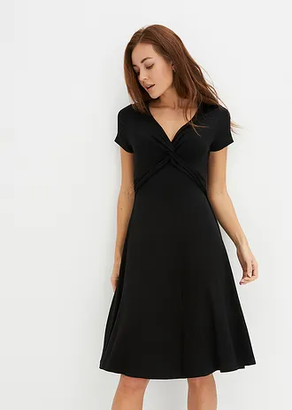 Jersey jurk in een viscosemix, Kleur: zwart