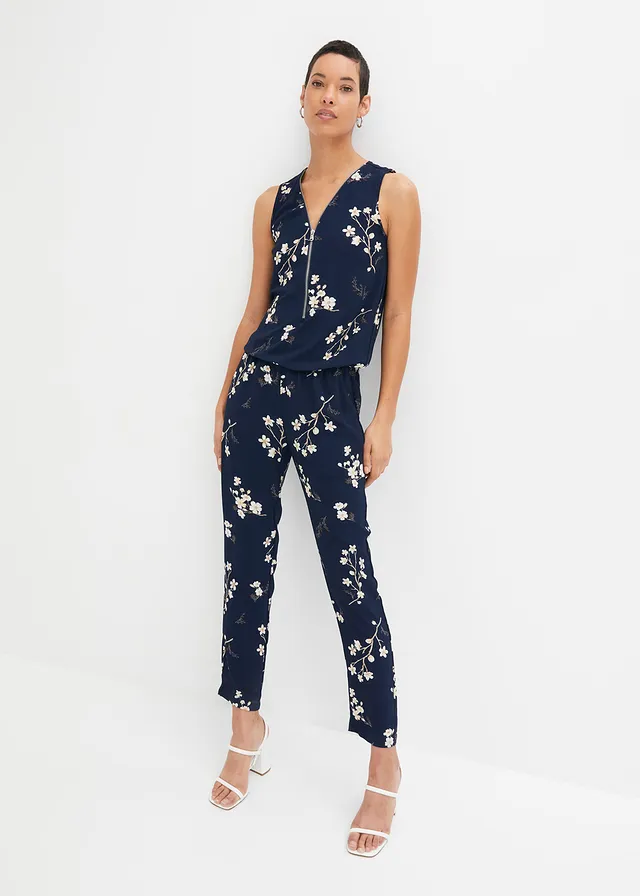 Jumpsuit, Kleur: donkerblauw gedessineerd