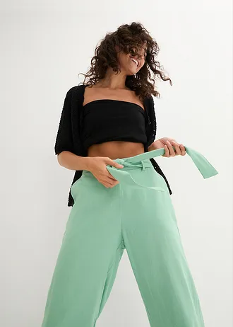 Pantalon large en lin mélangé • menthe • Boutique bonprix