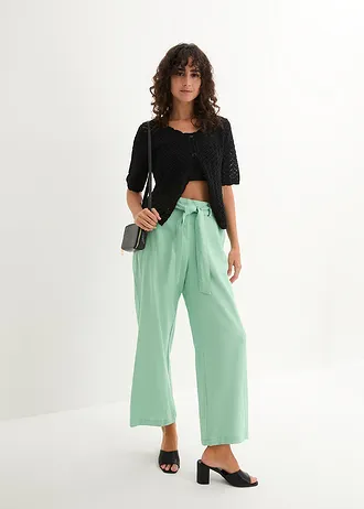 Pantalon large en lin mélangé • menthe • Boutique bonprix