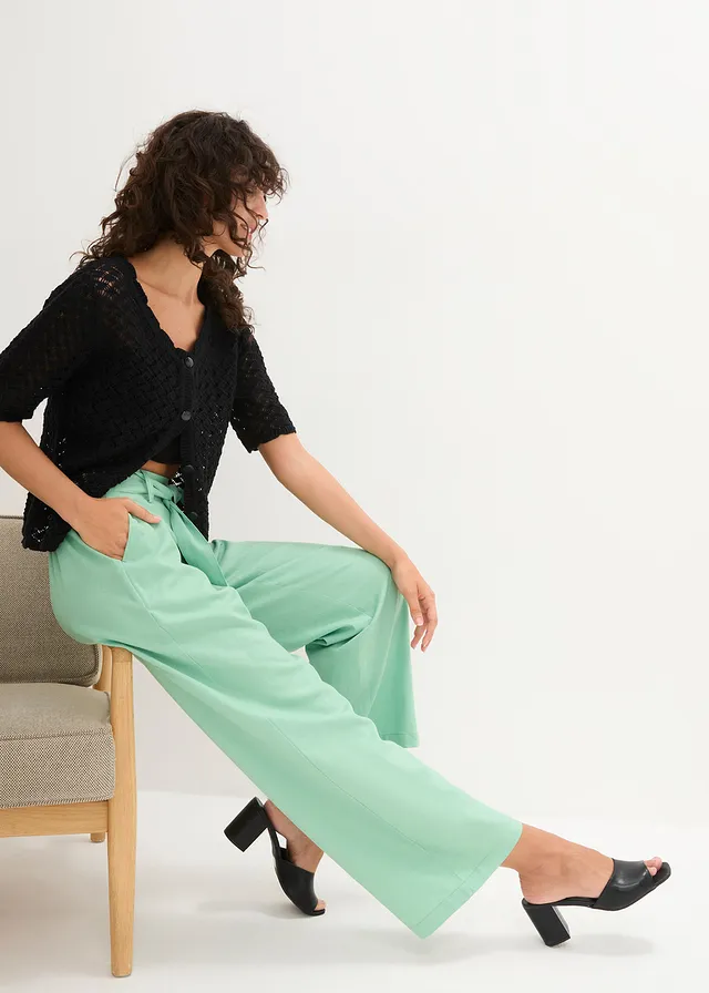 Pantalon large en lin mélangé • menthe • product-page.page-title-suffix