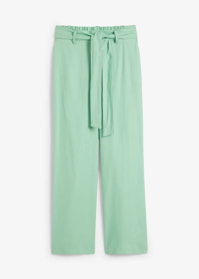 Pantalon large en lin mélangé • menthe • Boutique bonprix