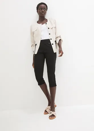 Corsaire extensible à taille élastiquée, Couleur: noir