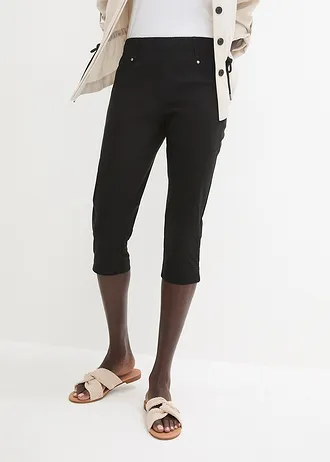 Corsaire extensible à taille élastiquée, Couleur: noir