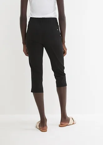 Corsaire extensible à taille élastiquée, Couleur: noir