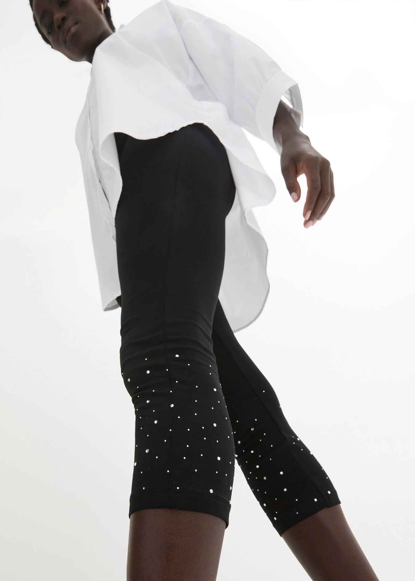 Capri legíny z bavlněné směsi • černo-stříbrné tóny • bonprix obchod