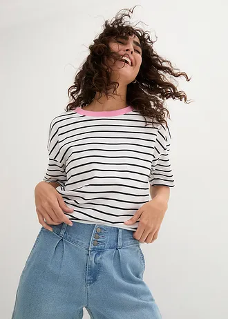 Rövidített Wide Leg farmer, High Waist, kényelmes derékpánttal • világoskék denim • bonprix áruház