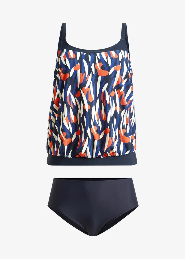 Oversized tankini met gerecycled polyamide (2-dlg. set), Kleur: donkerblauw