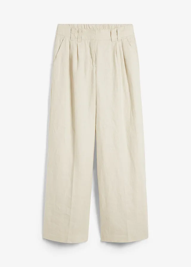 Pantaloni cu pense din in 100%