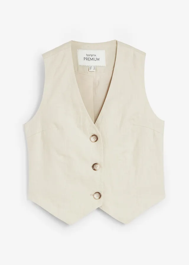 Gilet sans manches 100 % lin, Couleur: sable clair