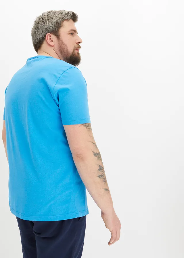 T-shirt (set van 2), Kleur: mediterraan blauw+grijs gemêleerd