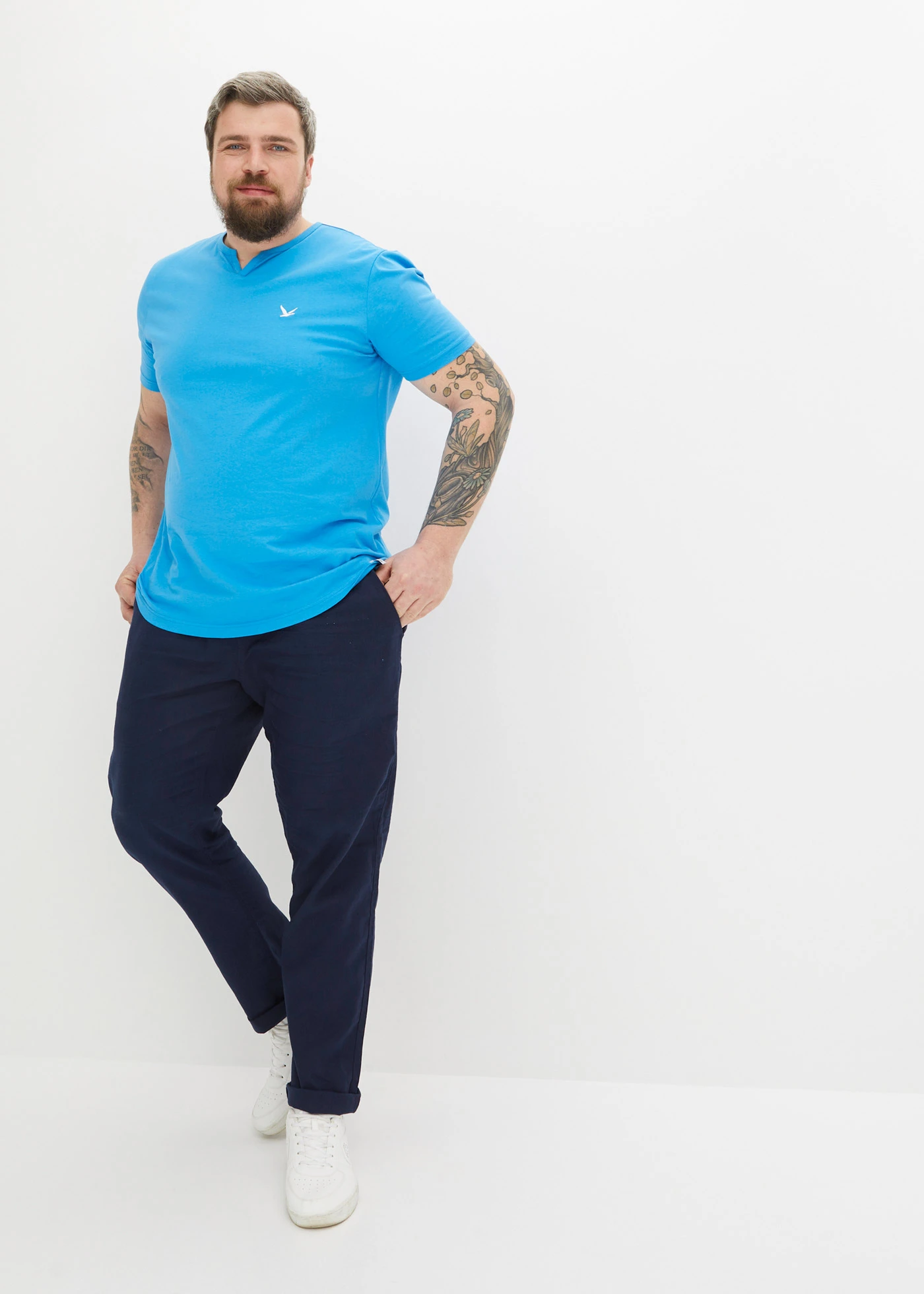 Tričko (2 ks v balení) • mořská modrá+šedý melír plus size • bonprix obchod