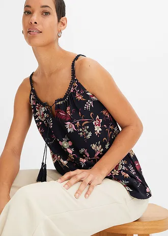 Top à bretelles spaghetti • bleu foncé floral • Boutique bonprix