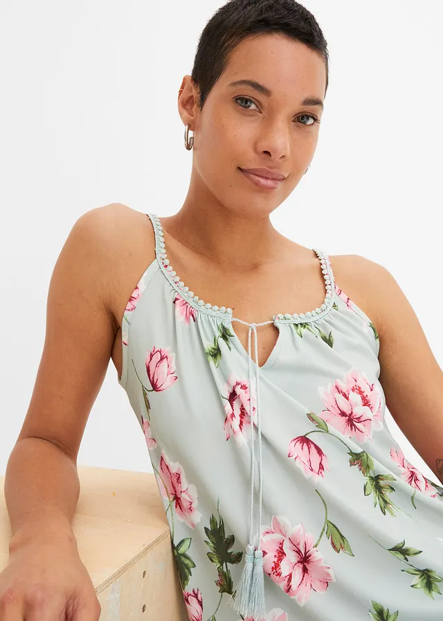 Top met spaghettibandjes • mint gebloemd • product-page.page-title-suffix