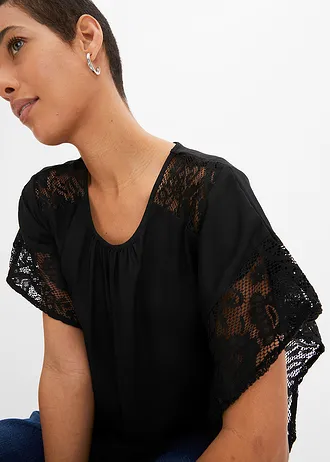 Blouse avec applications • noir • Boutique bonprix
