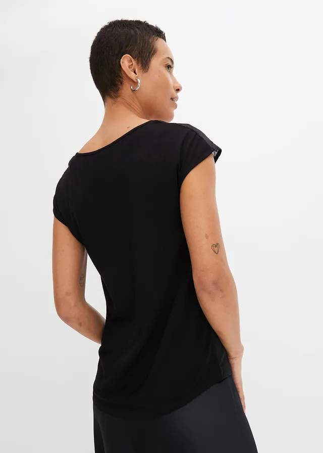 T-shirt à empiècement dentelle • noir • product-page.page-title-suffix