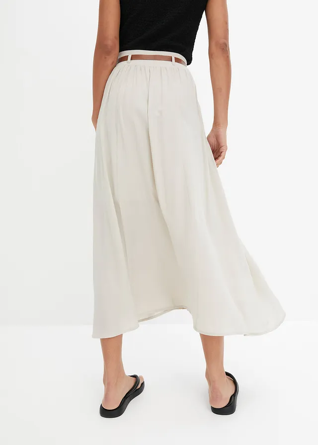 Fustă maxi cu curea (set/ 2 piese), culoare: bej