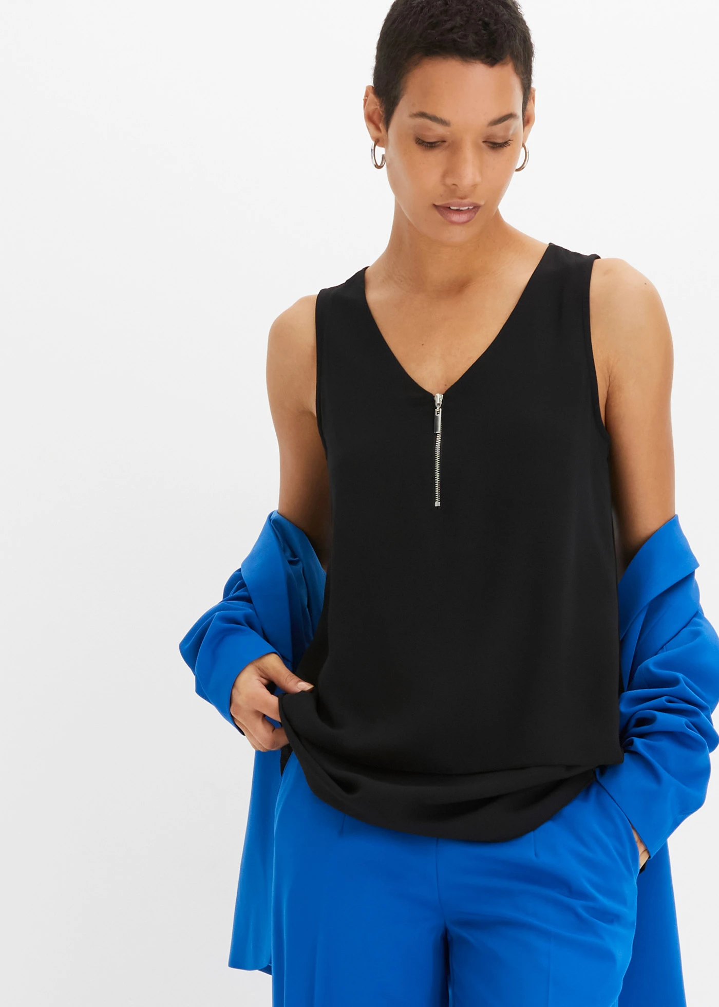 Top met rits • zwart • bonprix online shop