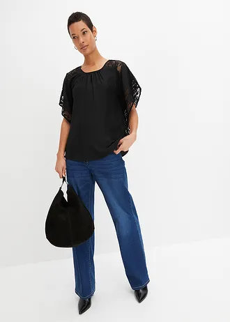 Blouse avec applications • noir • Boutique bonprix