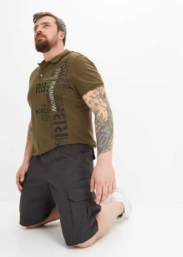 Cargo bermuda, loose fit, Kleur: leisteengrijs