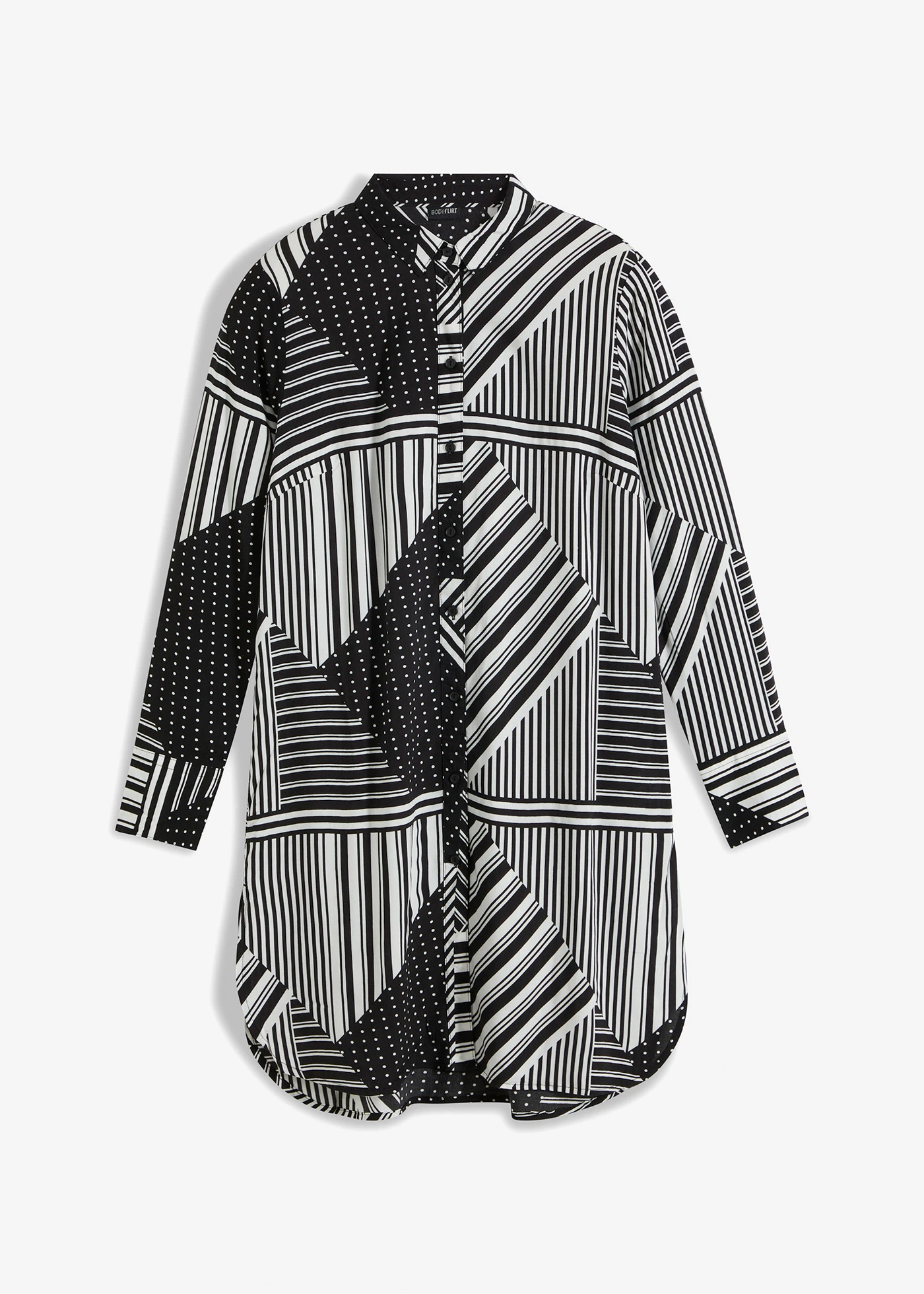 Dlouhá halenka • černo-bílý grafický vzor • bonprix obchod