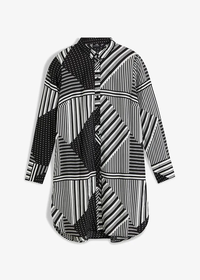 Dlouhá halenka • černo-bílý grafický vzor • bonprix obchod