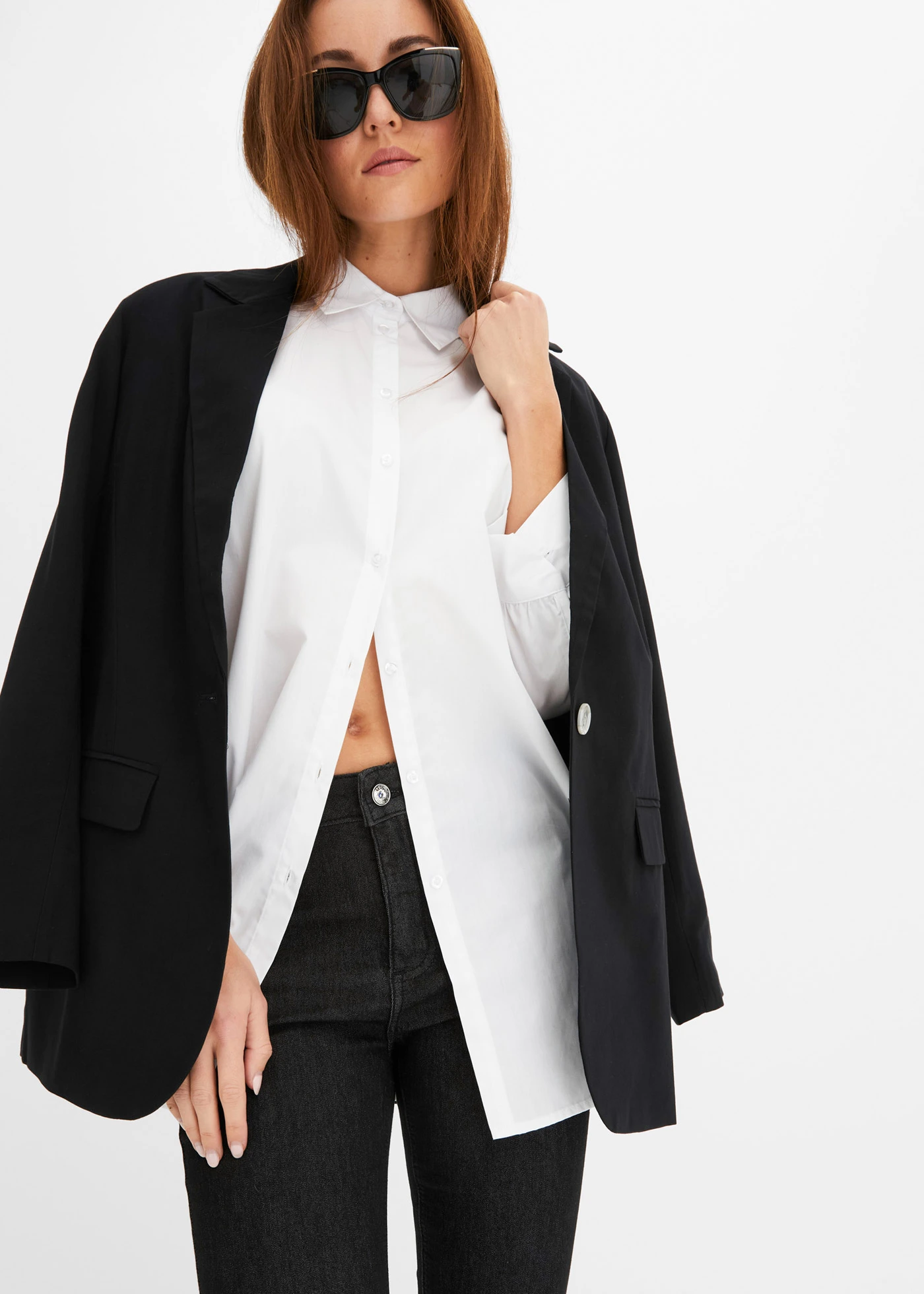 Skinny farmer, Mid Waist, szuper-sztreccs • fekete denim • bonprix áruház