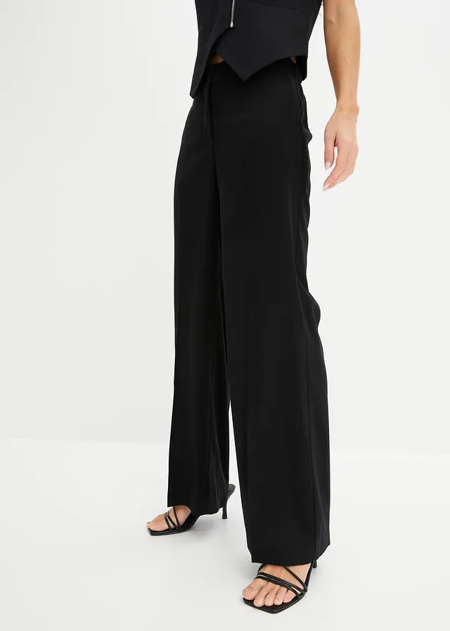 Lichte Marlene Dietrich broek met viscose, Kleur: zwart