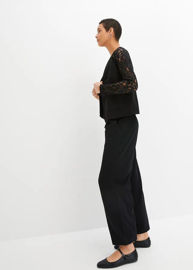 Blazer met kanten mouwen zwart