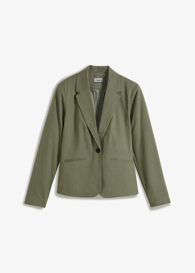 Blazer à poches passepoilées, Couleur: olive