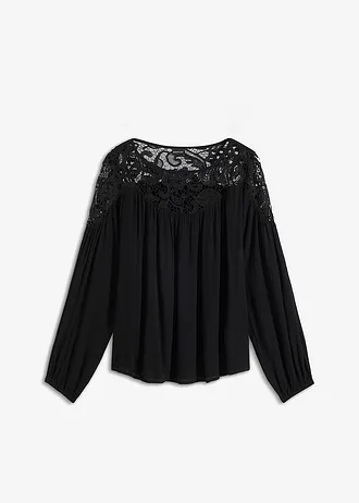 Tunika puha viszkózból • fekete • bonprix áruház