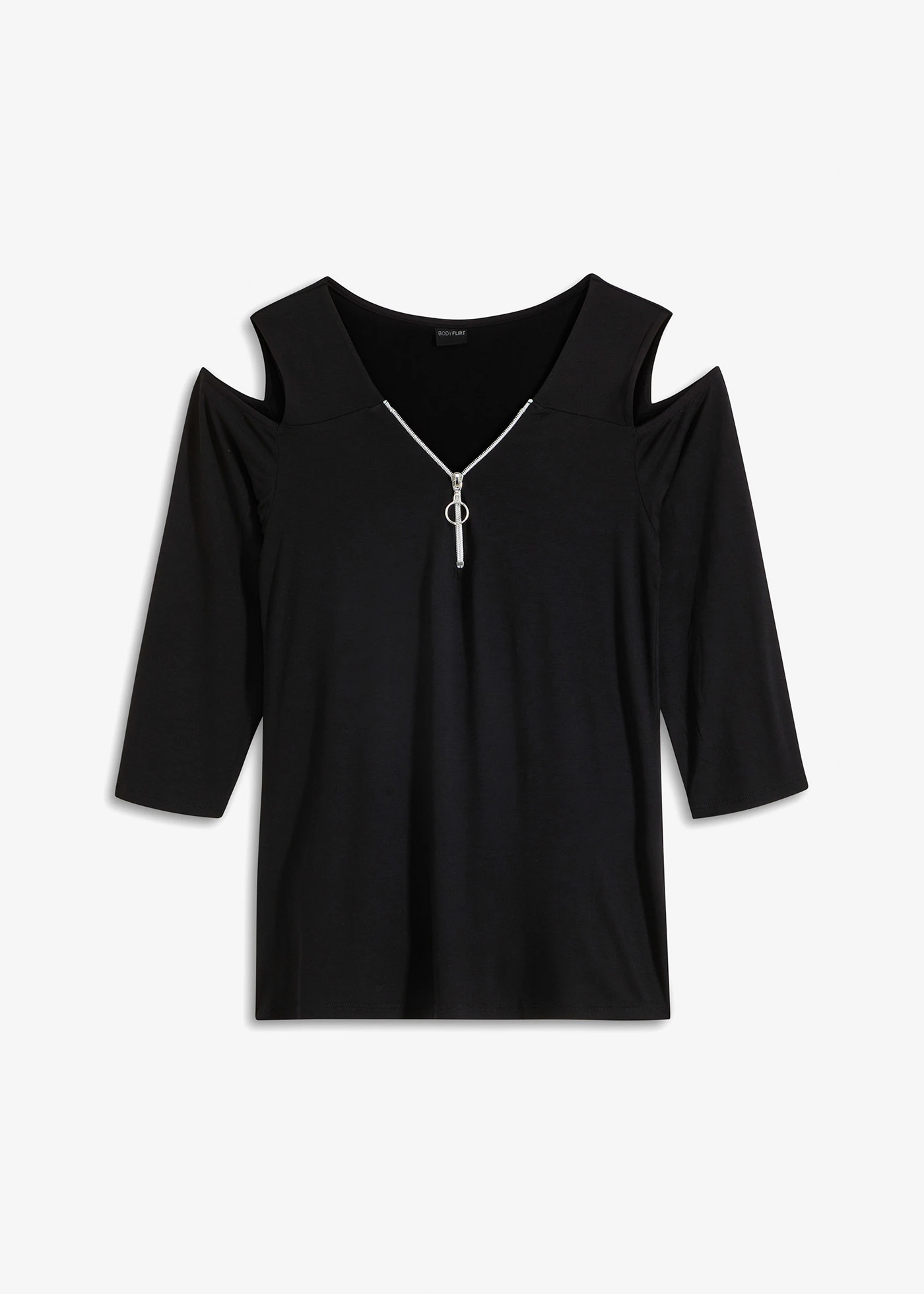 T-shirt manches longues zippé • noir • Boutique bonprix