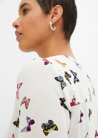 Blouse ample en viscose fluide • écru papillons • Boutique bonprix