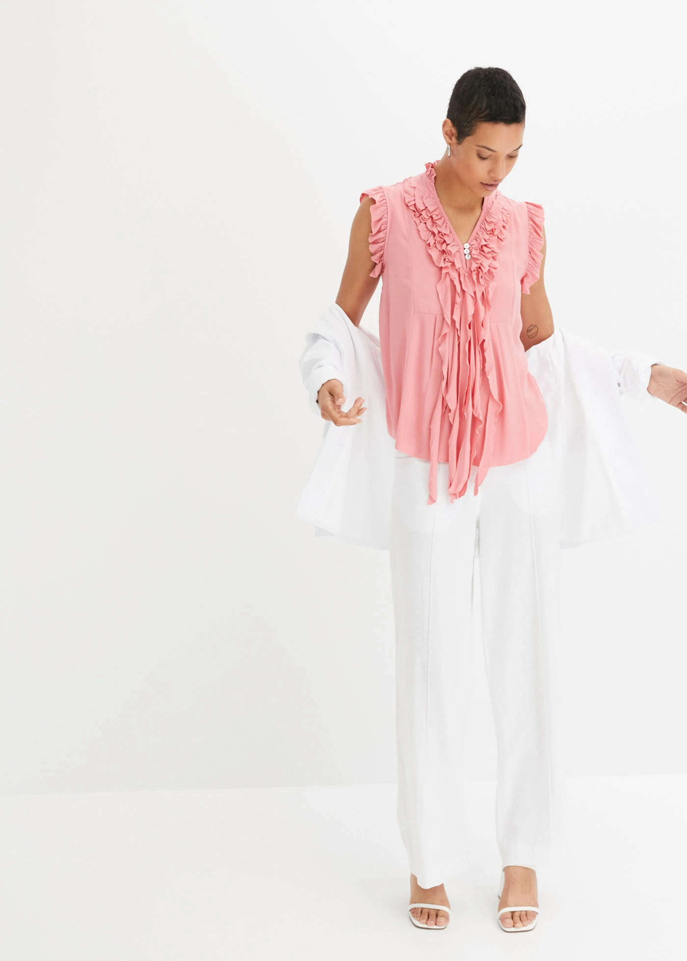 Shirt met volants • rookroze • bonprix online shop