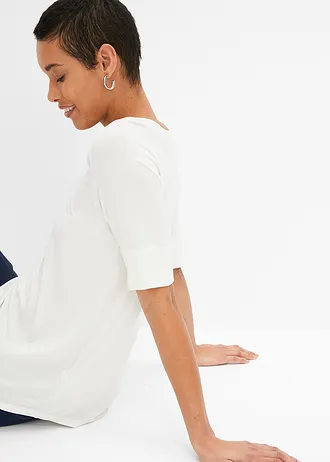 Bluzka z miękkiej mieszanki wiskozy • biel wełny • sklep bonprix