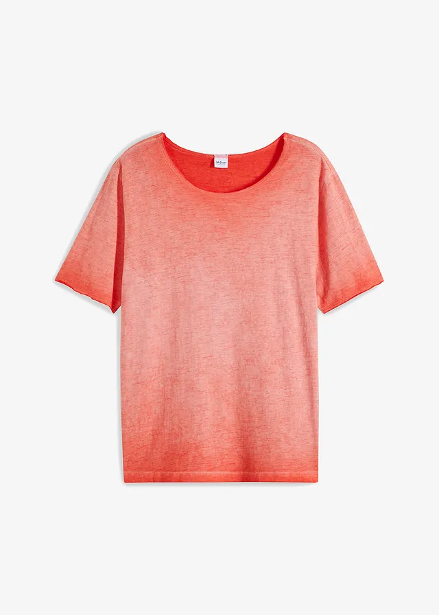 T-shirt 100% coton, aspect délavé, Couleur: capucine used